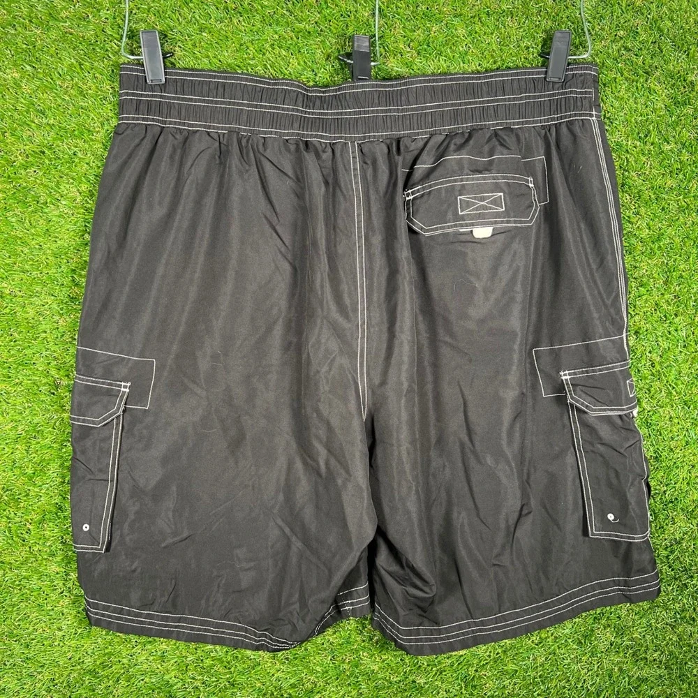 NFL Team Apparel Las Vegas Raiders Board Shorts Mens 2XL Black Swim Trunks Cargo